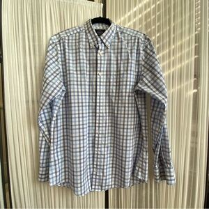 Charles Tyrwhitt Blue and White Plaid Shirt